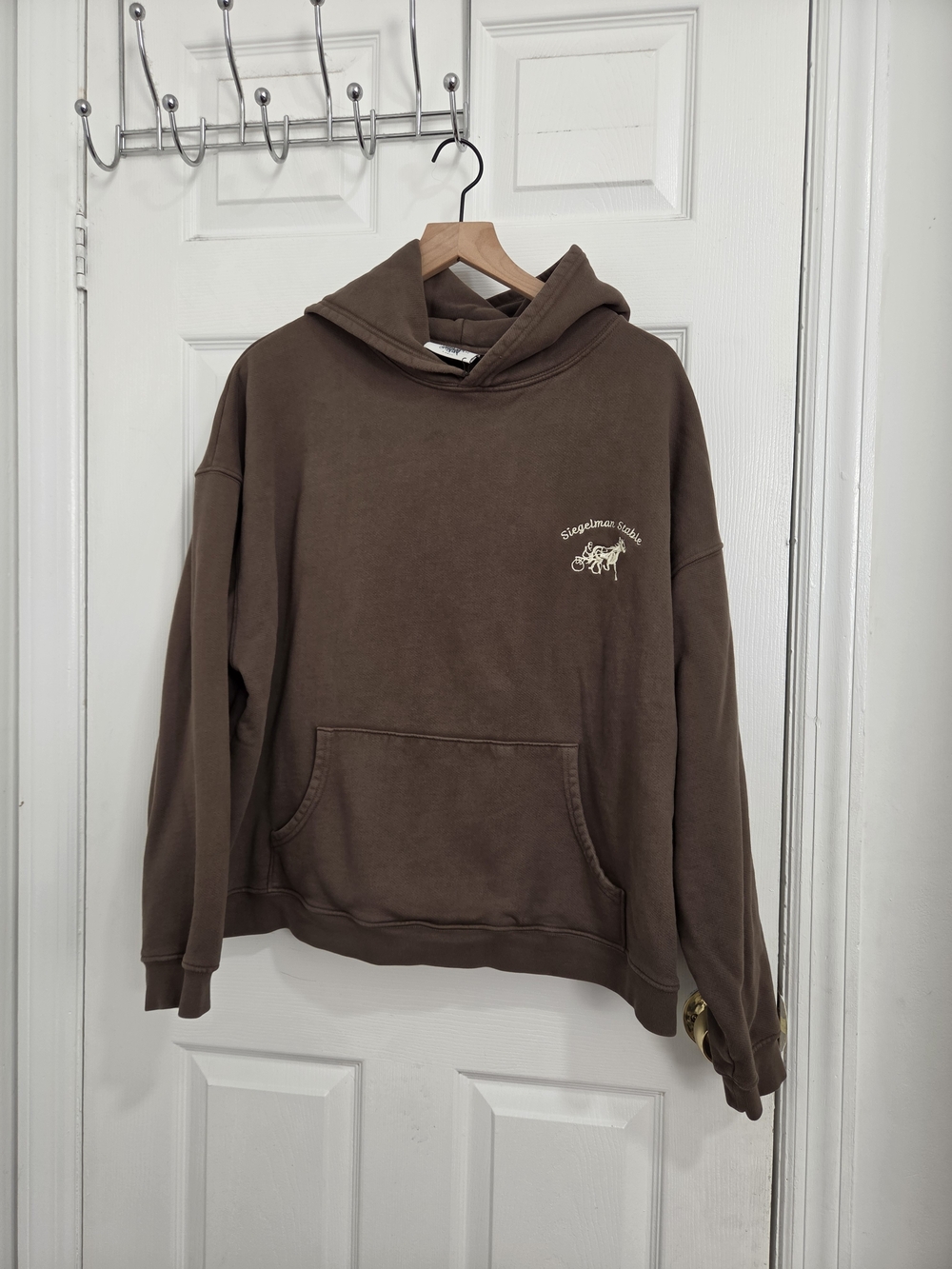 SIEGELMAN STABLE  Men's Brown Hooded Sweatshirt - Branded Graphic